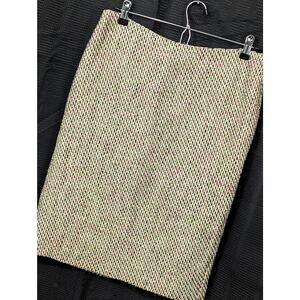 TALBOTS! NUBBY TWEED WEAVE! B & W W/SALMON & MINT SKIRT! SZ 8